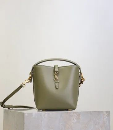 SAINT LAURENT Le 5 à 7 Small Bucket Bag – Olive Green Smooth Leather with Gold YSL Logo (Adjustable Crossbody Strap) #A58781 SAINT LAURENT Le 5 à 7 Small Bucket Bag – Olive Green Smooth Leather with Gold YSL Logo (Adjustable Crossbody Strap) #A58781