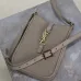 SAINT LAURENT Le 5 à 7 Small Bucket Bag – Taupe Suede Leather with Gold YSL Logo (Adjustable Crossbody Strap) #A58767