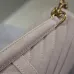 SAINT LAURENT Loulou Small Envelope Crossbody Bag – Blush Suede with Chevron Quilt &amp; Gold YSL Logo (Detachable Chain Strap) #A58780
