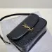 SAINT LAURENT Solferino Small Shoulder Bag – Black Croc-Embossed Patent Leather with Gold YSL Cassandre Closure  #A58759