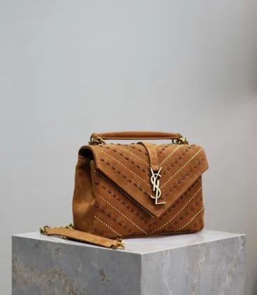 Saint Laurent Studded Suede Top Handle Bag With Signature YSL Logo size:24×17×6cm #A53740 Saint Laurent Studded Suede Top Handle Bag With Signature YSL Logo size:24×17×6cm #A53740