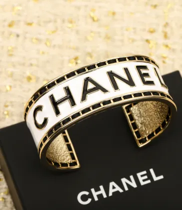 Chanel Black  White Enamel Bracelet Adjustable #B68519