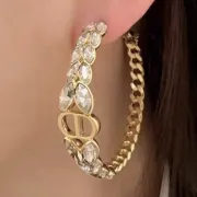 D-ior CD Montaigne Crystal-Accented Hoop Earrings #A50092