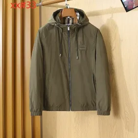 Burberry Men’s Hooded Full‑Zip Windbreaker Jacket, Olive, Navy &amp; Black #B67682