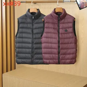 Moncler Men’s Stand‑Collar Light Quilted Down Gilet Vest, Black &amp; Burgundy #B67678