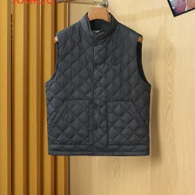 Prada Men’s Stand‑Collar Diamond‑Quilted Gilet Vest, Black &amp; Grey #B67681