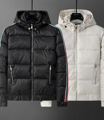 Brand G Fall Winter Thickened Hooded Cotton Puffer Jacket, Black & White #B68856 Brand G Fall Winter Thickened Hooded Cotton Puffer Jacket, Black & White #B68856