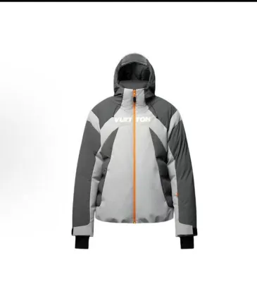 Brand L Color‑block Hooded Down Jacket, Grey Black #B68302
