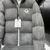Moncler Cable‑knit Stand‑collar Down Jacket, Grey / Navy Blue/Black #B68304