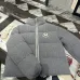 Moncler Cable‑knit Stand‑collar Down Jacket, Grey / Navy Blue/Black #B68304