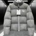 Moncler Cable‑knit Stand‑collar Down Jacket, Grey / Navy Blue/Black #B68304