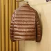 Moncler Glossy Stand‑Collar Quilted Down Puffer Jacket, Black &amp; Brown #B67674