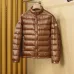 Moncler Glossy Stand‑Collar Quilted Down Puffer Jacket, Black &amp; Brown #B67674