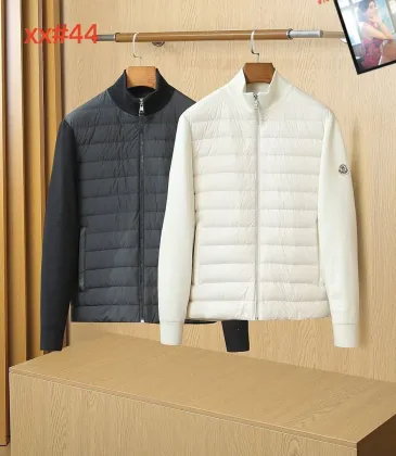 Moncler Hybrid Knit‑Sleeve Stand Collar Down Jacket, Black & Off‑White #B67672 Moncler Hybrid Knit‑Sleeve Stand Collar Down Jacket, Black & Off‑White #B67672