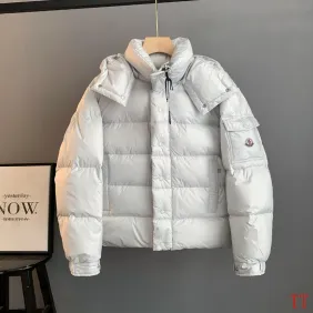 Moncler Maya Matte Hooded Down Jacket, Light Blue White Pink Black #B68770