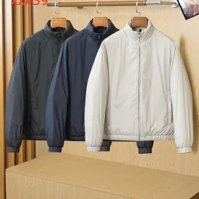 Moncler Men’s Stand‑Collar Lightweight Full‑Zip Down Jacket, Navy, Black &amp; White #B67677