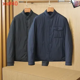 Moncler Men’s Stand‑Collar Shirt‑Style Light Down Jacket, Black &amp; Navy Blue #B67676