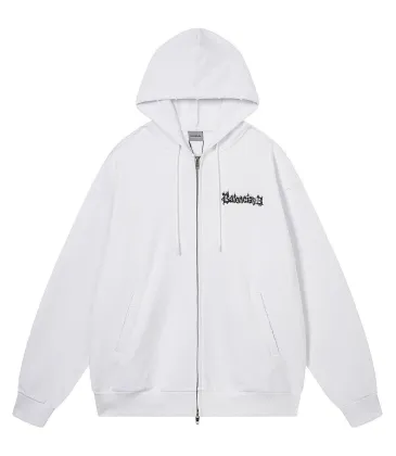 Balenciaga Graphic Print Full‑Zip Hoodie, White #B68046