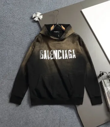 Balenciaga Metallic Tape Logo Vintage Washed Distressed Hoodie Gray,Black‑Brown #B68031