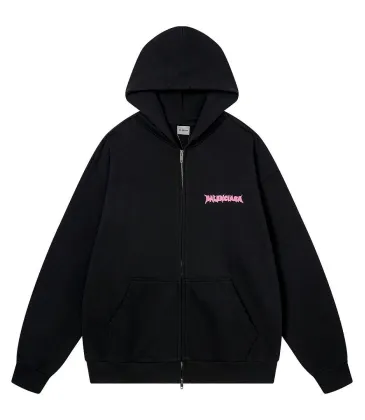 Balenciaga Pink Logo Print Full‑Zip Hooded Jacket, Black #B68047