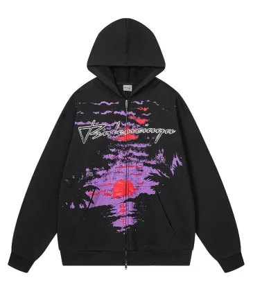 Balenciaga Purple Red Splash Graphic Full‑Zip Hoodie, Black #B68048