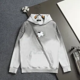 Balenciaga Silver Tape Sticker Vintage Washed Distressed Hoodie Multi‑Tone #B68033