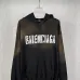 Balenciaga Vintage Faded Hoodie Front Distressed Logo Print Grey Black #B68614