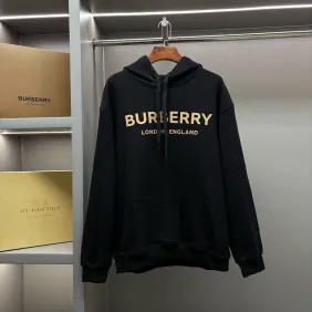 Burberry Pullover Hoodie With Front London Logo Print, White, Black, Beige #B69221