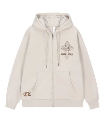 Chrome Hearts Zip Hoodie Embossed Cross Embroidery Front &amp; Back, Multi Colors #B68593