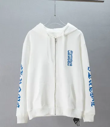 Chrome Hearts Zip Up Hoodie Blue Gothic Script Logo, White &amp; Black #B68586