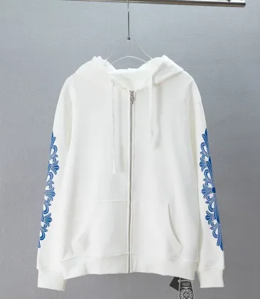 Chrome Hearts x Rolling Stones Zip Up Hoodie White Blue Tongue Logo #B68584