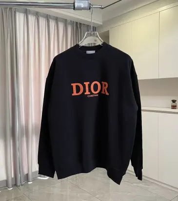 Dior Crew Neck Sweatshirt With Orange Logo Print On Chest, White, Black #B69223