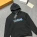 Fendi Floral Logo Print Pullover Hoodie, Black White #B67889