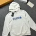 Fendi Floral Logo Print Pullover Hoodie, Black White #B67889