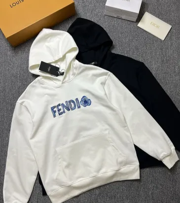 Fendi Floral Logo Print Pullover Hoodie, Black White #B67889