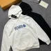 Fendi Floral Logo Print Pullover Hoodie, Black White #B67889