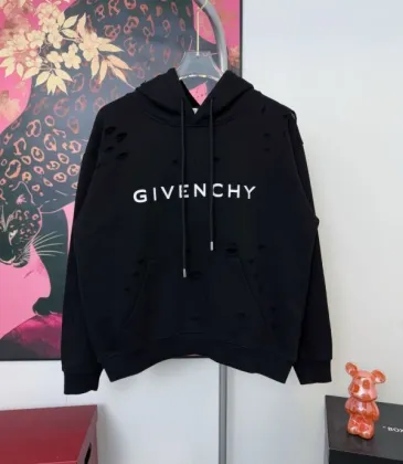 Givenchy Black Distressed Hoodie with Bold Logo and Front Pocket #A54605