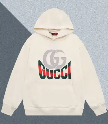 Gucci Cream Hoodie With Iconic Double G And Brand Logo Embroidered Design #A54427