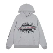 Hellstar Flame Graphic Print Pullover Hoodie, Heather Gray #B68260