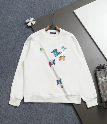 Louis Vuitton White Crew Neck Sweatshirt with Colorful Butterfly Embroidery #A54353 Louis Vuitton White Crew Neck Sweatshirt with Colorful Butterfly Embroidery #A54353