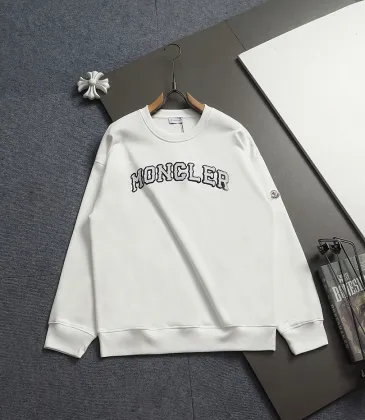 Moncler Classic Logo Embroidered Crew Neck Sweatshirt, White and Black #B68827 Moncler Classic Logo Embroidered Crew Neck Sweatshirt, White and Black #B68827