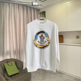 Moncler Color Splash Circle Logo Crewneck Sweatshirt, Black &amp; White #B69215