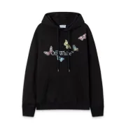 Off - White White Hoodie With Colorful Butterfly And Brand Logo Print #A54452
