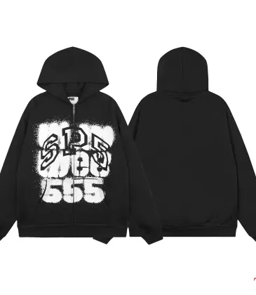 Spider‑5 Men Fleece‑Lined 555 Graphic Zip‑Up Hoodie, Black #B67976