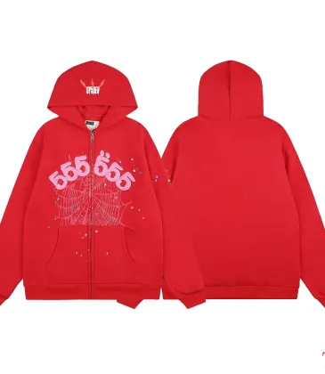 Spider‑5 Men Fleece‑Lined 555 Graphic Zip‑Up Hoodie, Bright Red #B67977
