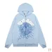 Spider‑5 Men Spider‑Web Graphic Zip‑Up Hoodie, Light Baby Blue #B67978