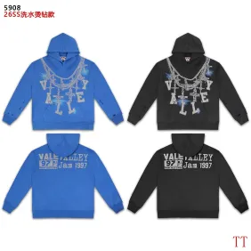 Vale Forever Black Vintage Chain‑Pattern Graphic Hoodie #B67490