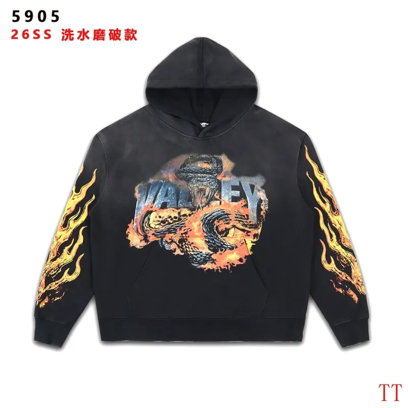 Vale Forever Dragon Flame Double‑Sided Print Vintage Hoodie #B67487