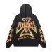 Vale Forever Flame Cross Vintage Washed Zip‑Up Hoodie, Black White #B68259