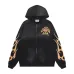 Vale Forever Flame Cross Vintage Washed Zip‑Up Hoodie, Black White #B68259